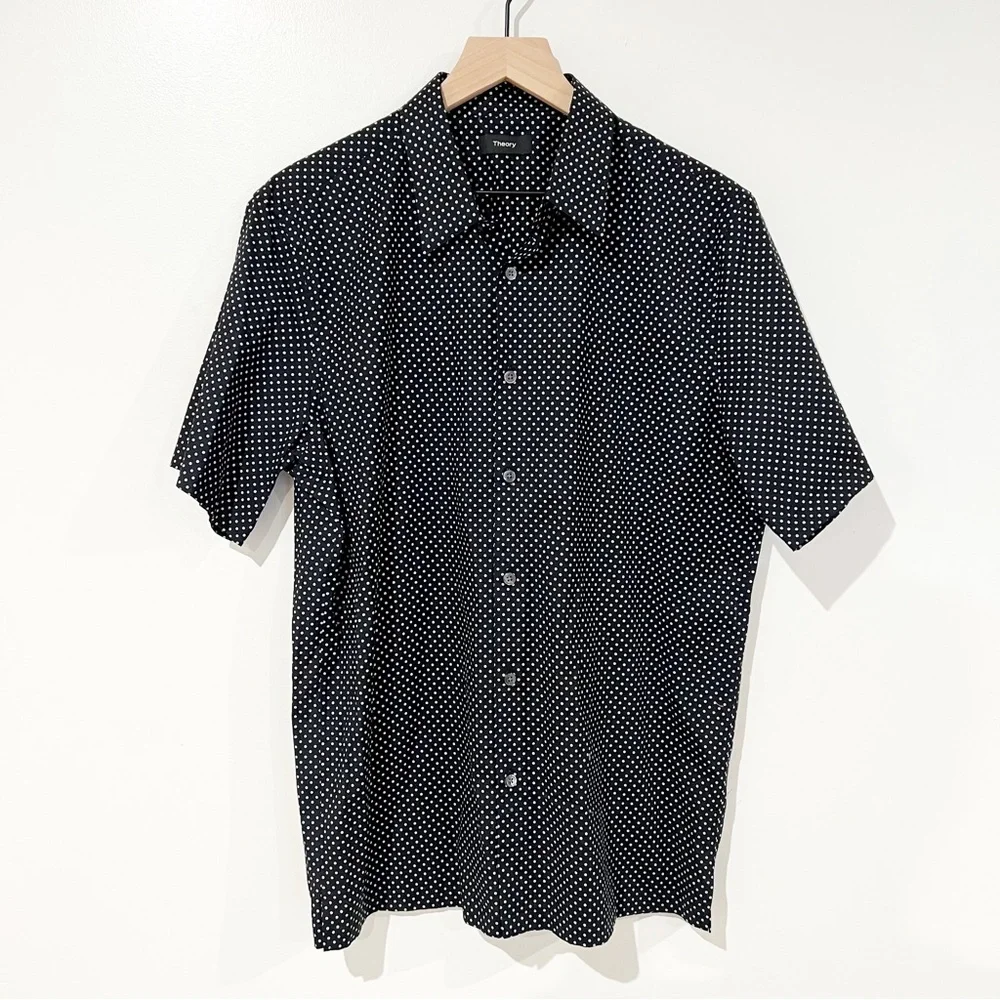 NWT Theory Irving Witan Slim Fit Short Sleeve Button Down Men’s Shirt Size Large - Picture 3 of 12